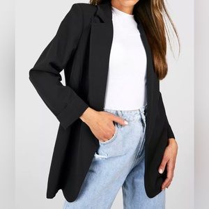 Boohoo Basic Woven Turn Cuff Relaxed Fit Blazer